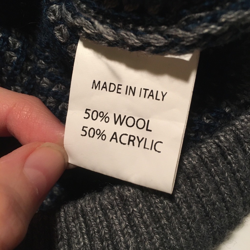 Luca Nobili Knitted Zip Up Sweater High Neck Gray Navy Wool - Picture 6 of 7